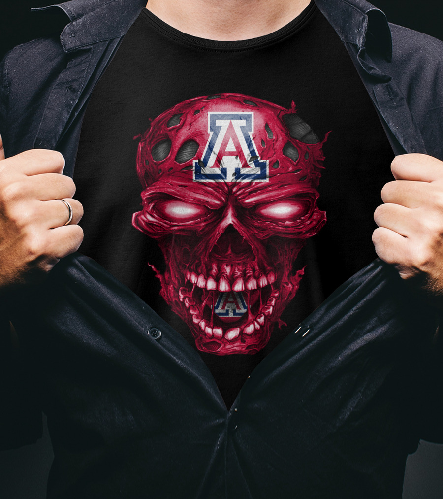 Arizona Wildcats Skull Red Grunge T-Shirt