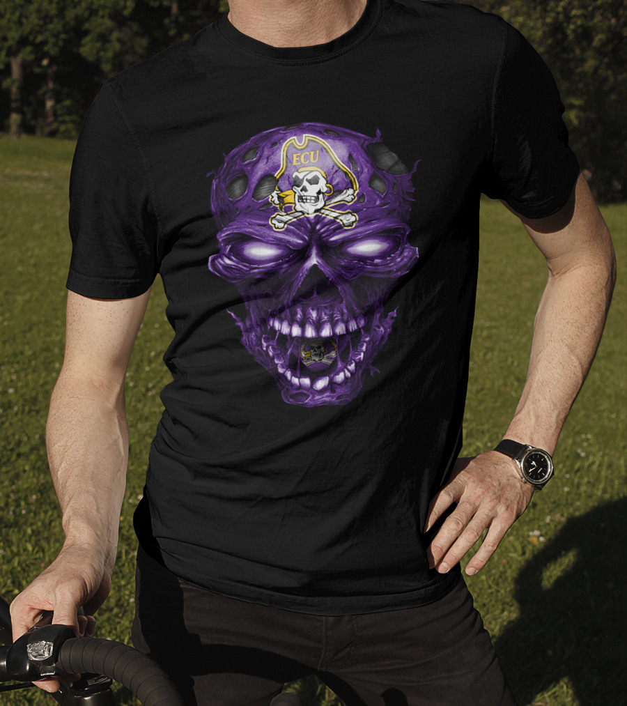 Ecu East Carolina Pirates Skull Purple Pirate T-Shirt