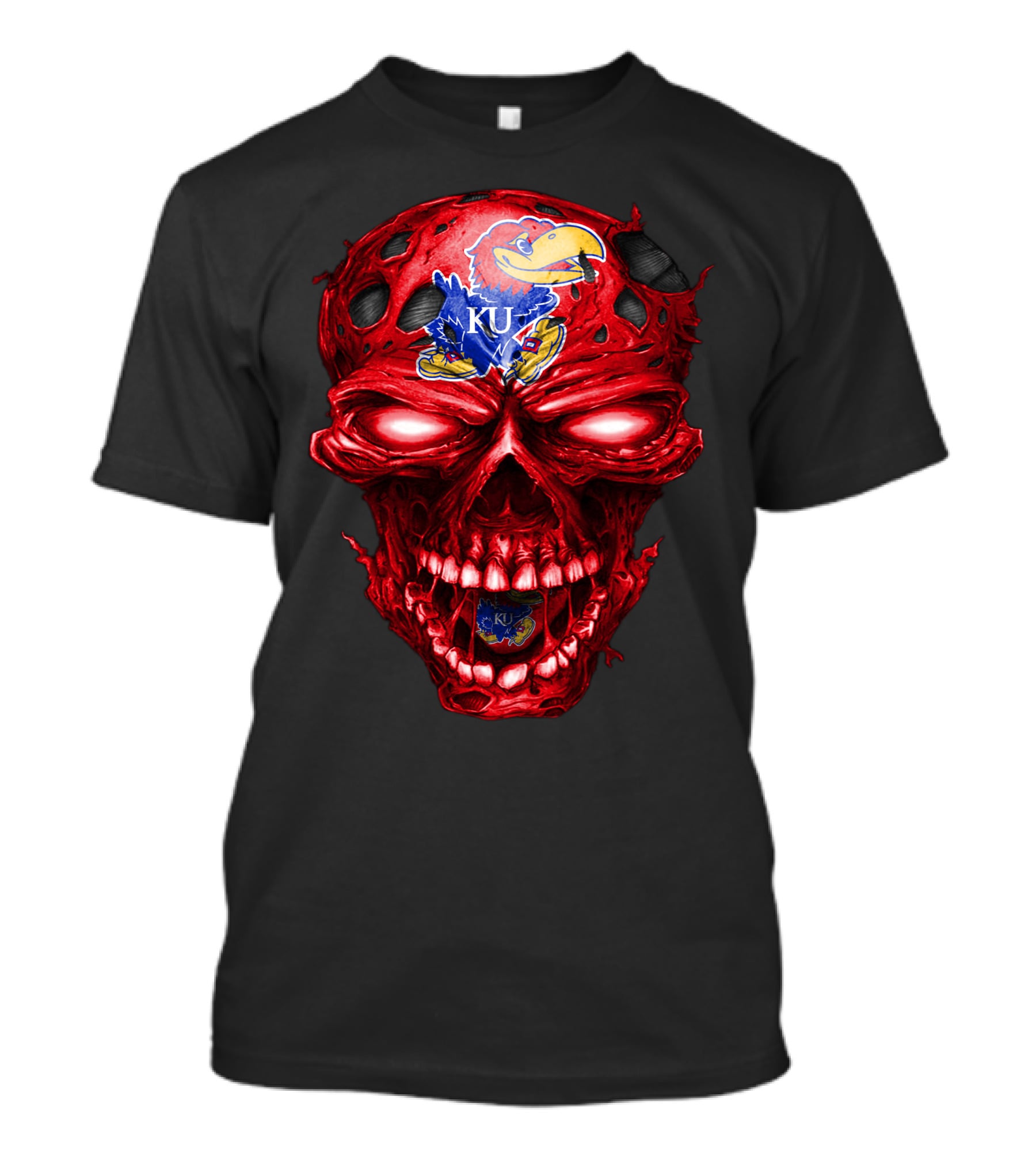 Ku Kansas Jayhawks Skull T-Shirt