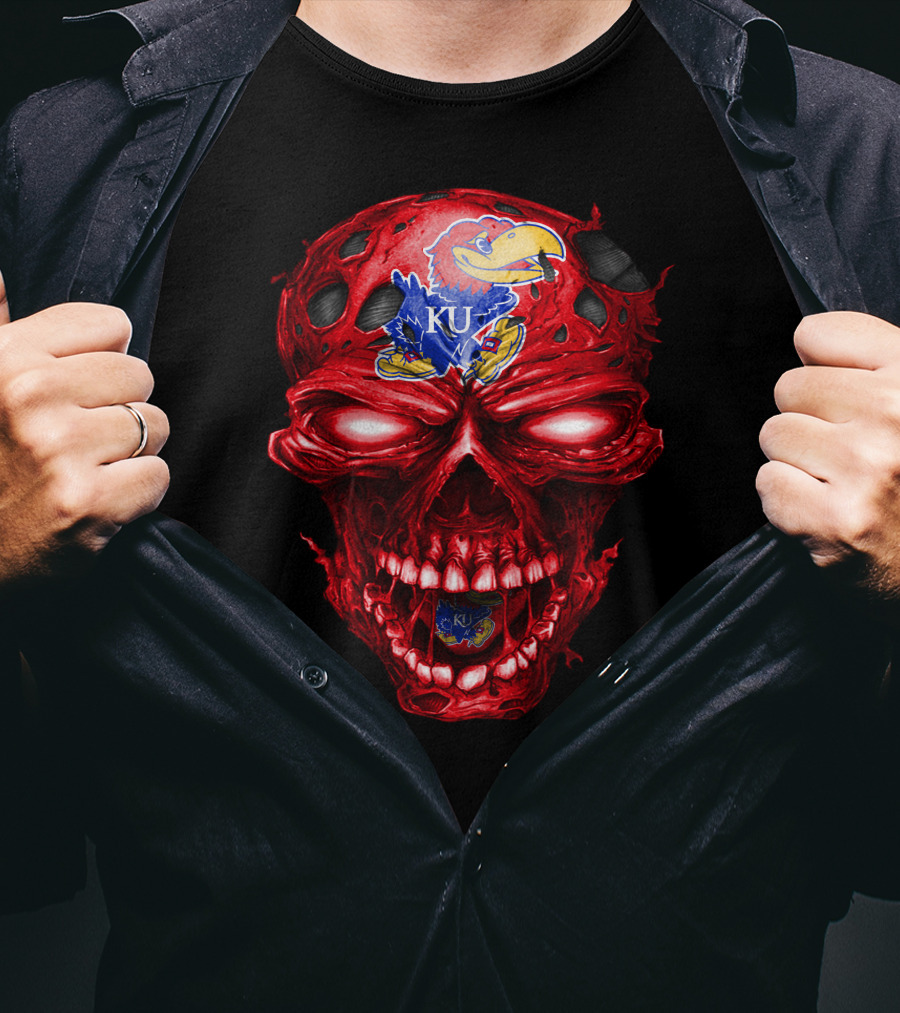 Ku Kansas Jayhawks Skull T-Shirt