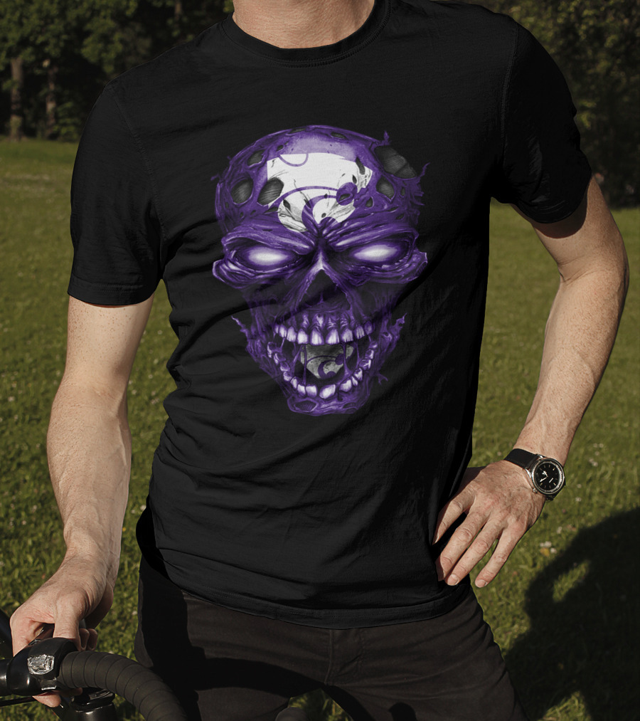Kansas State Wildcats Purple Skull With Team T-Shirt