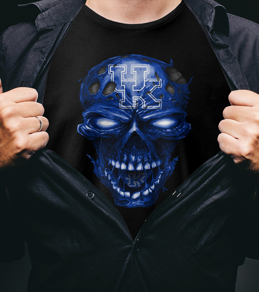 Kentucky Wildcats Blue Skull With Uk T-Shirt