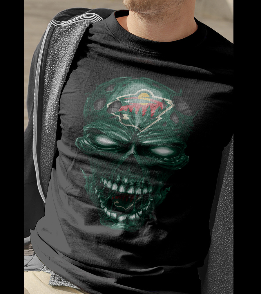 Minnesota Wild Skull Gothic Hockey Team Spirit T-Shirt