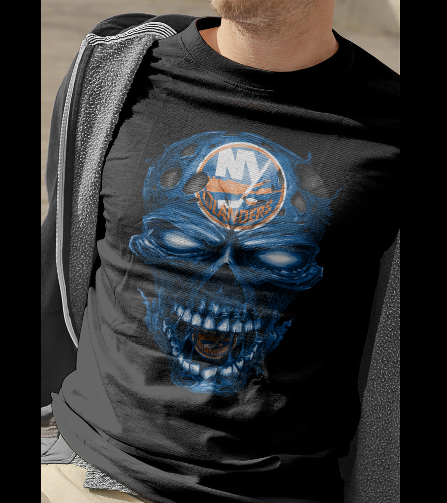 Ny Islanders Skull Logo Ice Hockey T-Shirt