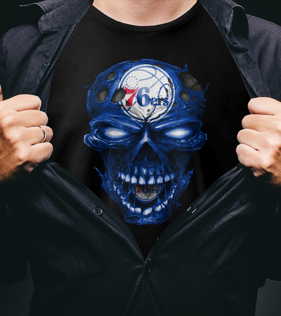 Philadelphia 76ers Skull Basketball T-Shirt