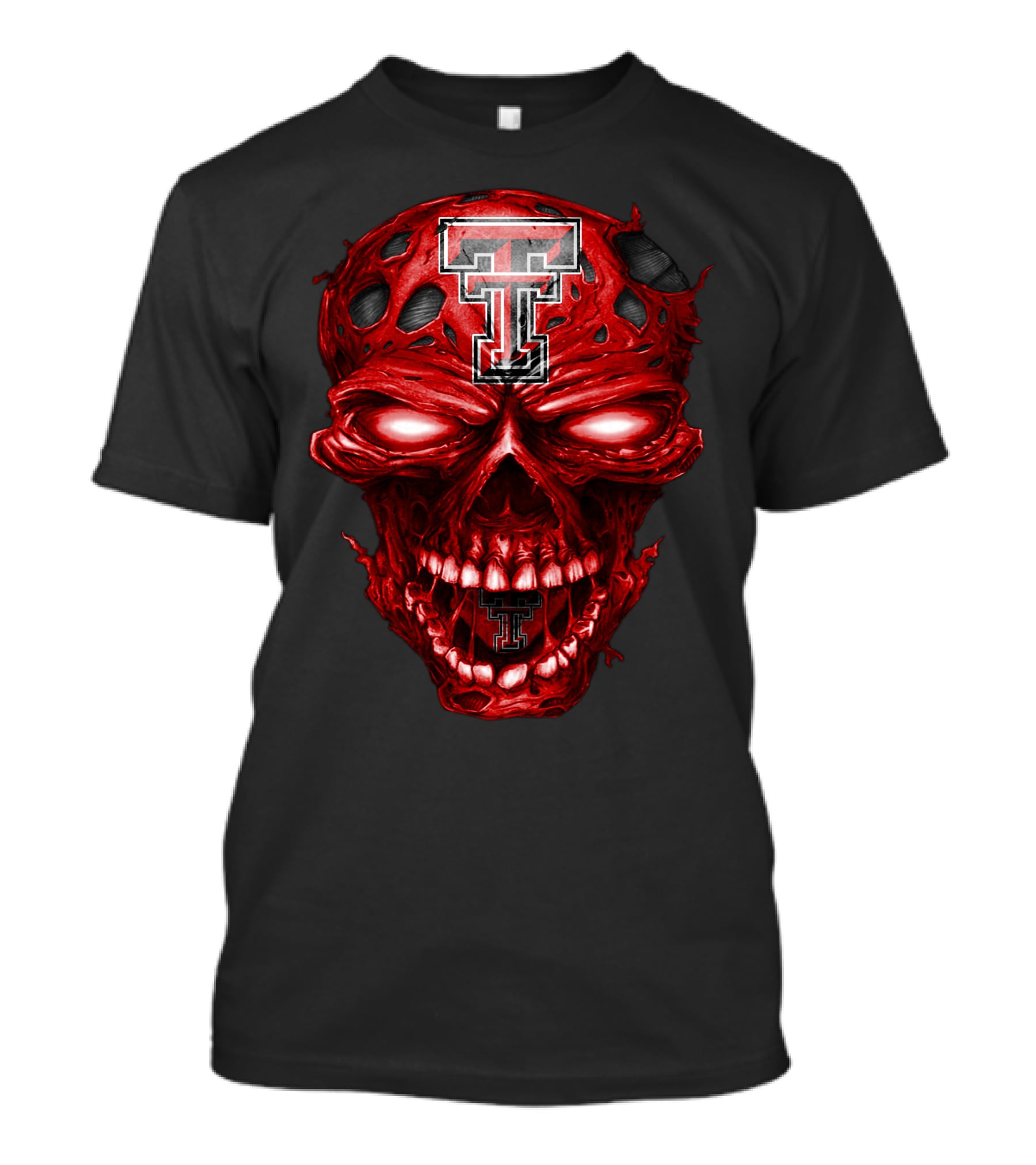 Texas Tech Red Raiders Tt Logo Red Skull T-Shirt