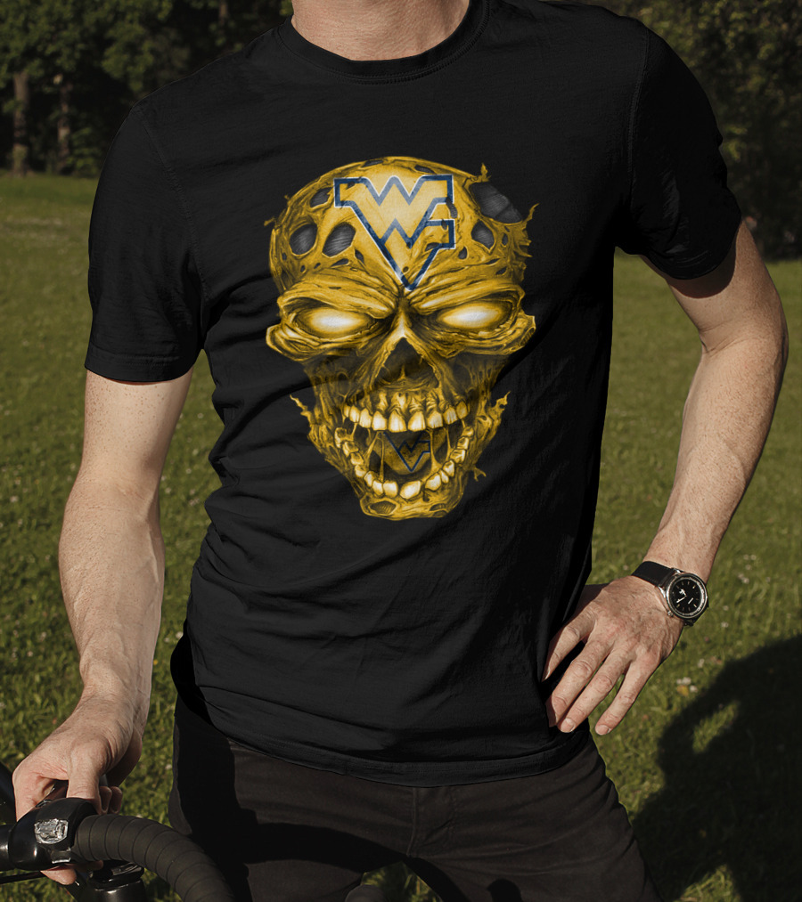 West Virginia Mountaineers Skull Design With Wv T-Shirt