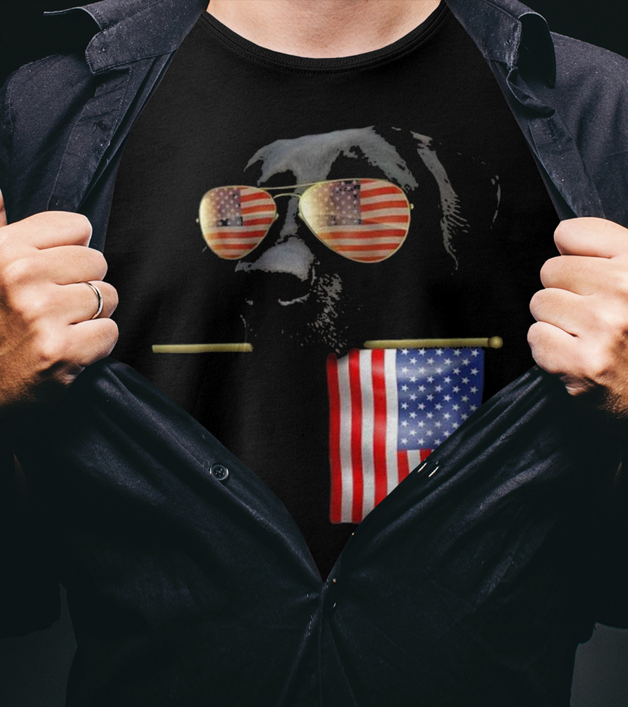 Patriotic Labrador With American Flag Shades Fourth Of July T-Shirt