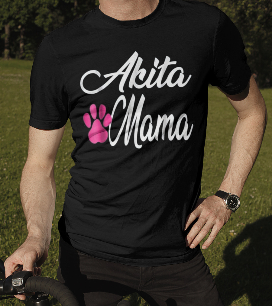 Akita Dog Mom Mama Women Wife Girlf Paw Prints T-Shirt