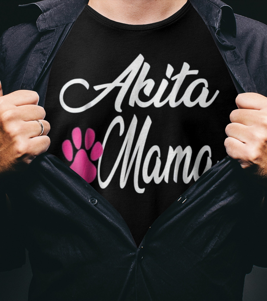 Akita Dog Mom Mama Women Wife Girlf Paw Prints T-Shirt