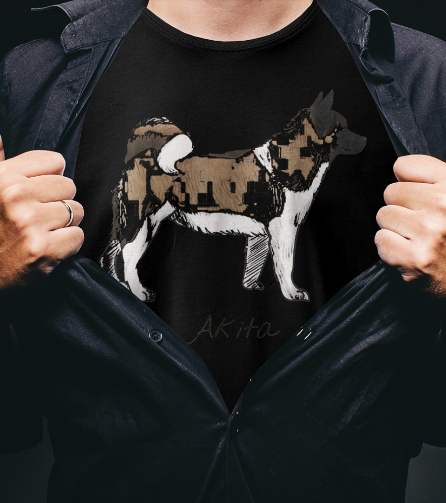 Akita Dog Illustration Fun Doggy T-Shirt