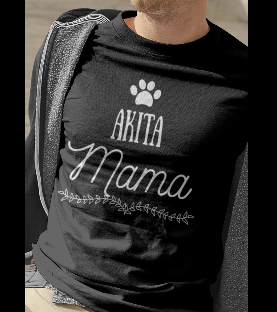 Akita Mama Mother's Day Paw Prints T-Shirt
