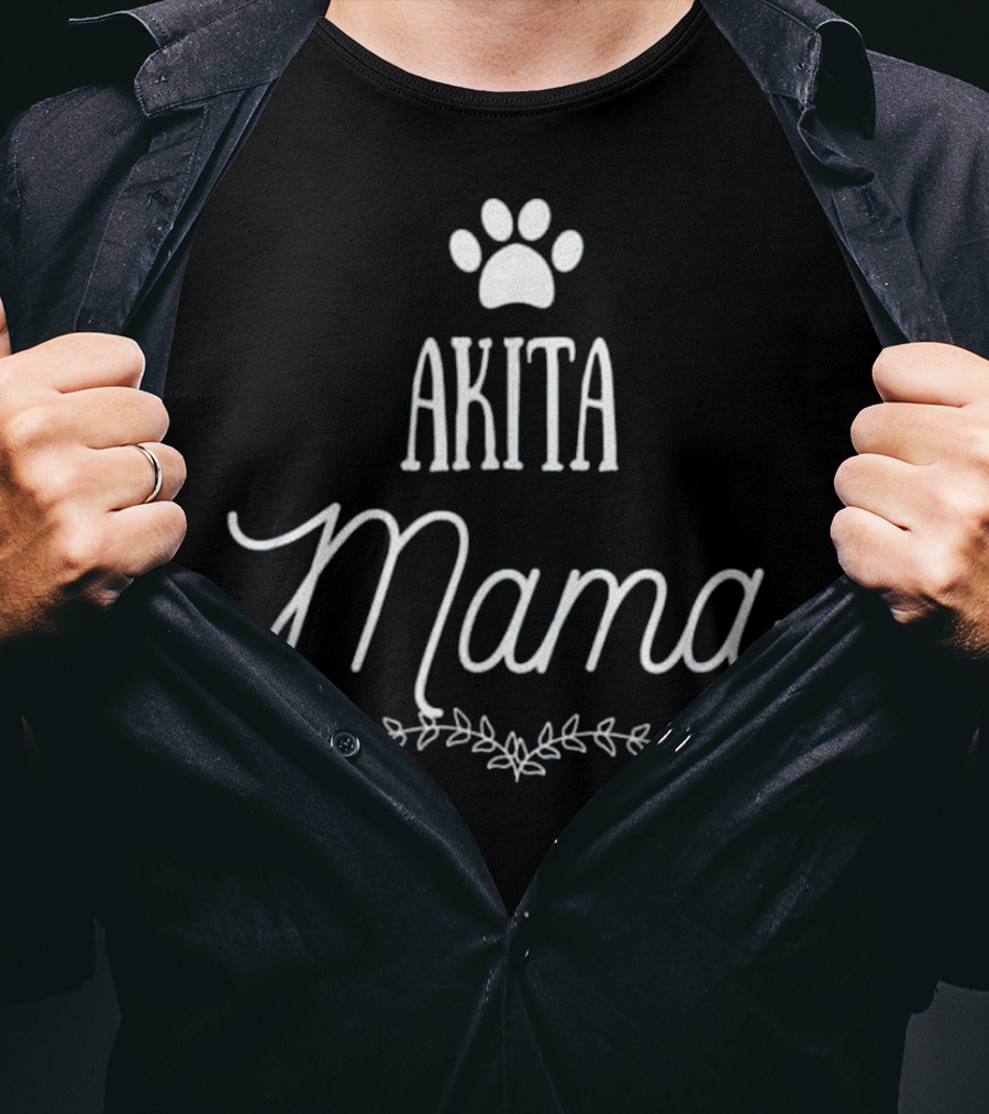 Akita Mama Mother's Day Paw Prints T-Shirt