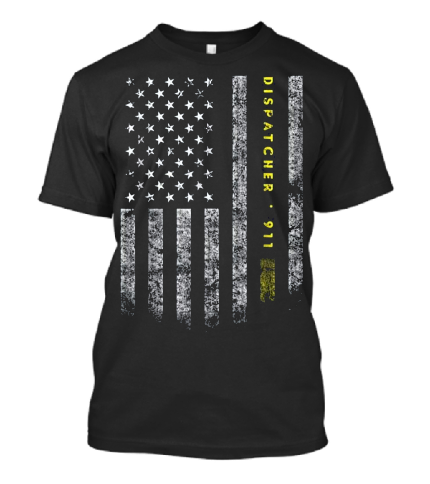 American Flag Dispatcher 911 Gold Line T-Shirt