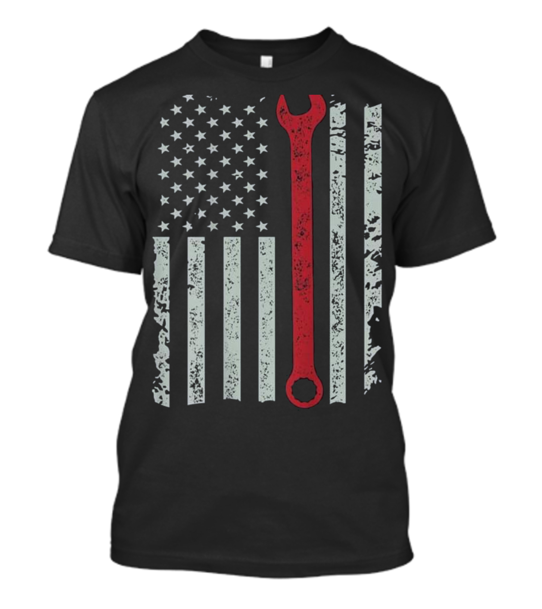 American Flag Mechanic Wrench Patriotic USA Pride T-Shirt