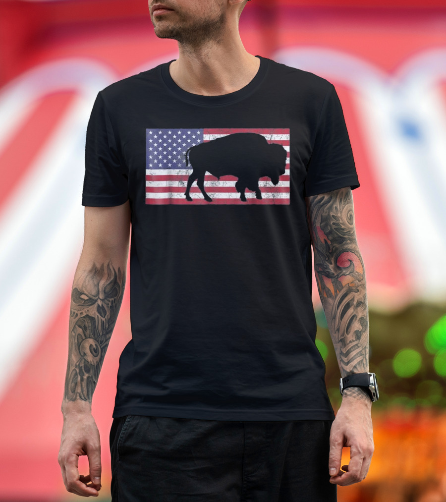 American Flag USA Buffalo Patriotic T-Shirt