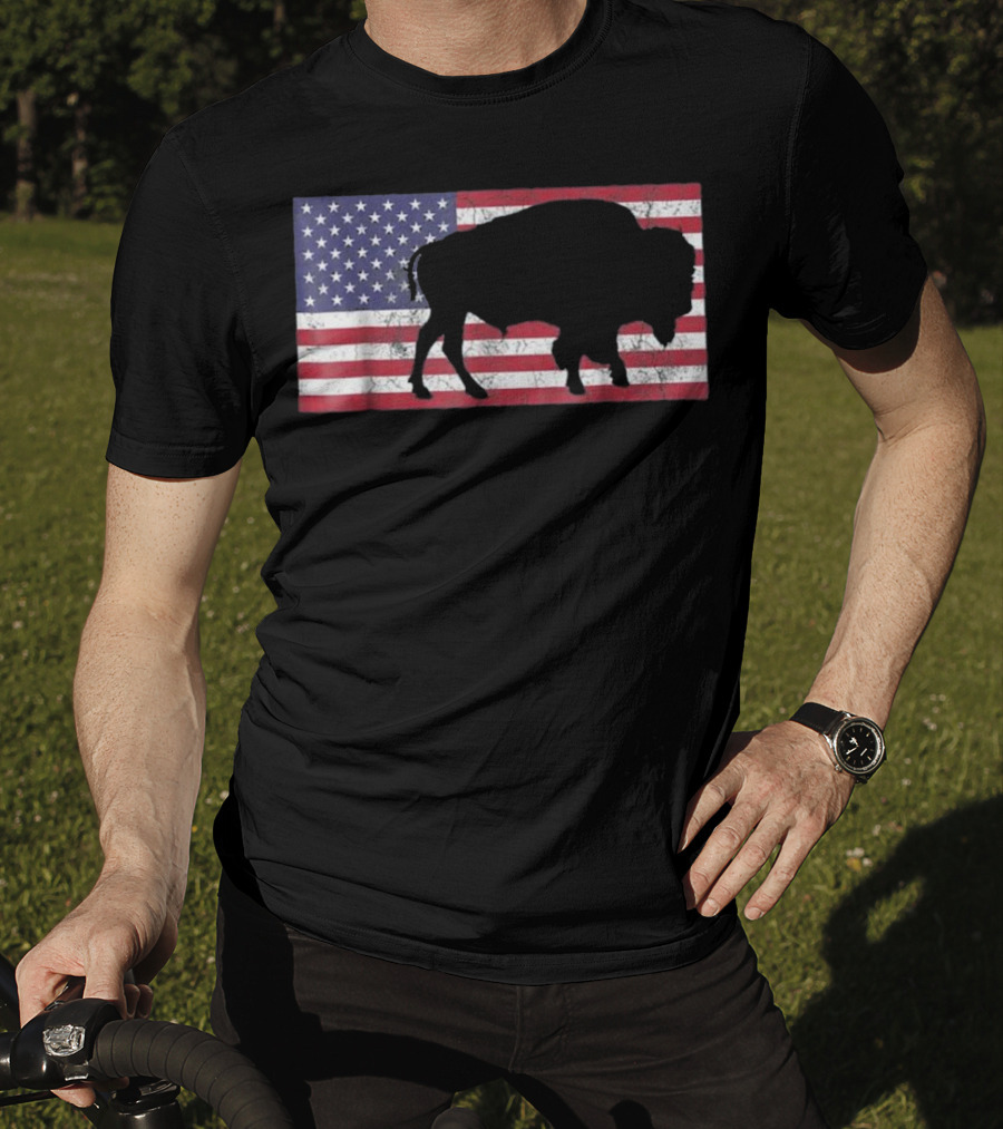American Flag USA Buffalo Patriotic T-Shirt