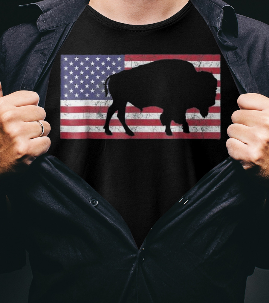 American Flag USA Buffalo Patriotic T-Shirt