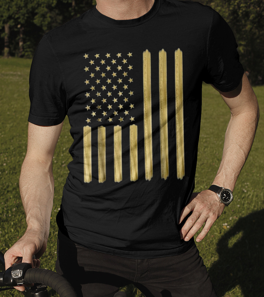 American Flag Faux Gold Paint T-Shirt