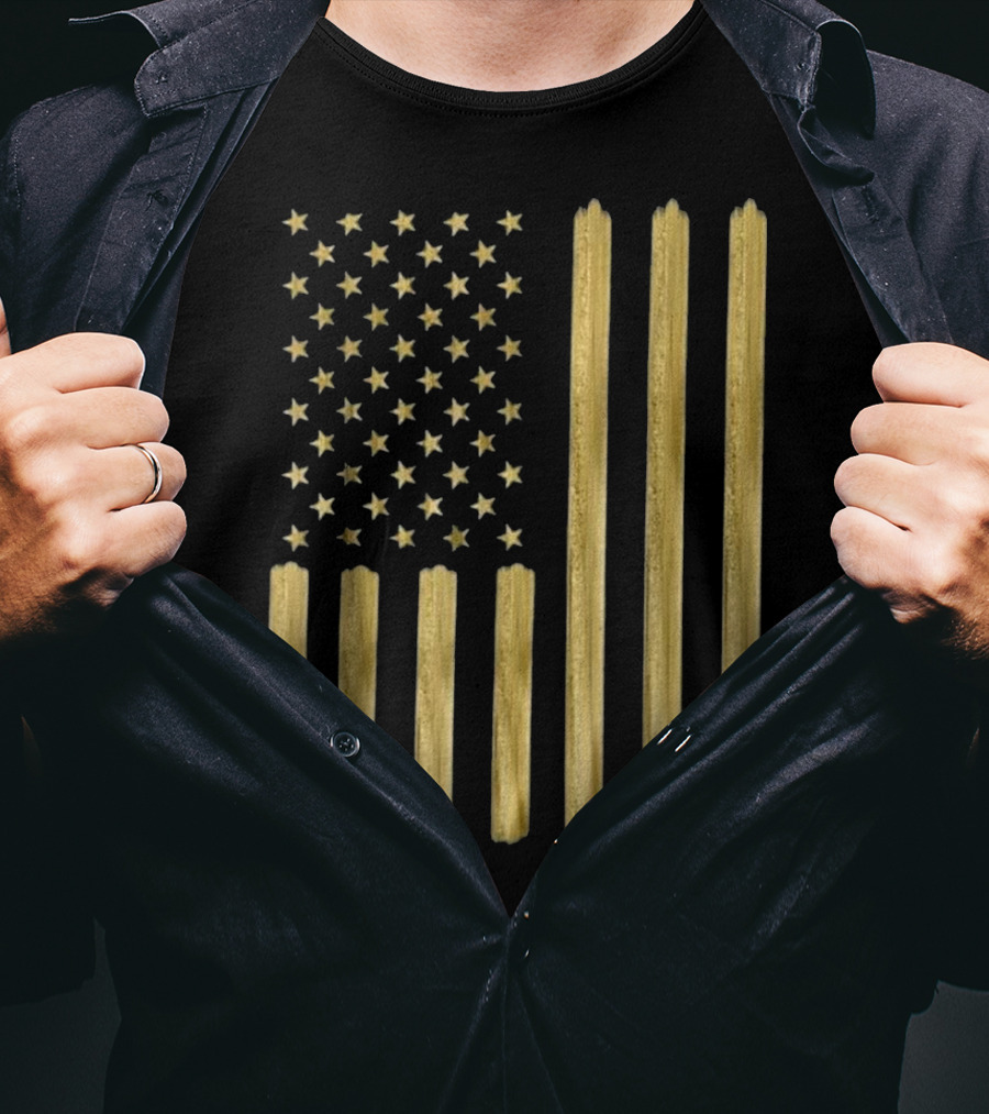 American Flag Faux Gold Paint T-Shirt
