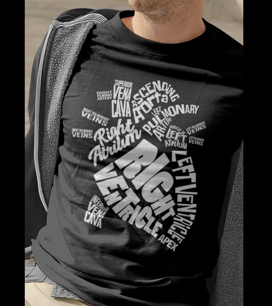 Anatomical Heart Diagram Cardiac Nurse Right Ventricle Atrium Pulmonary Aorta T-Shirt