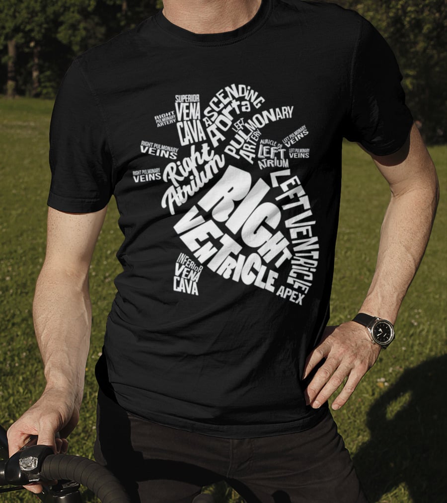 Anatomical Heart Diagram Cardiac Nurse Right Ventricle Atrium Pulmonary Aorta T-Shirt