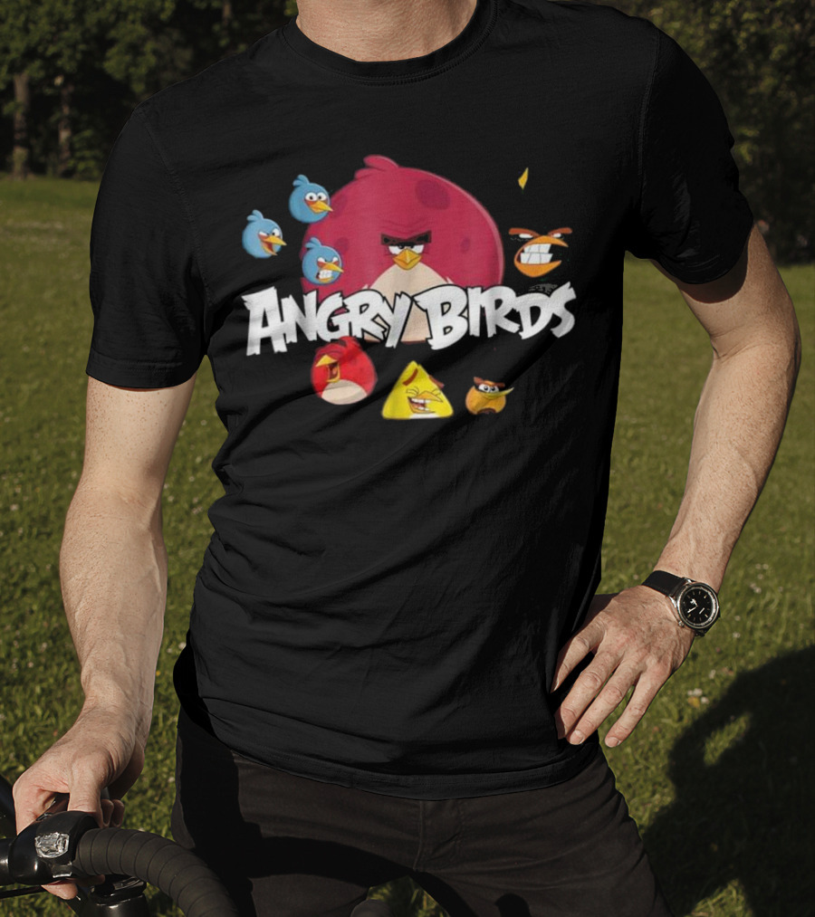 Angry Birds Group Shot Red Yellow Blue Characters T-Shirt