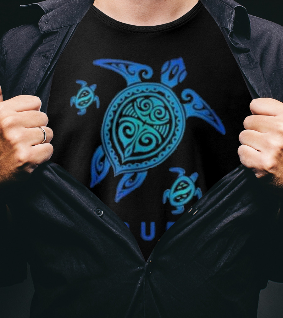 Aruba Tribal Sea Blue Turtle Trio T-Shirt