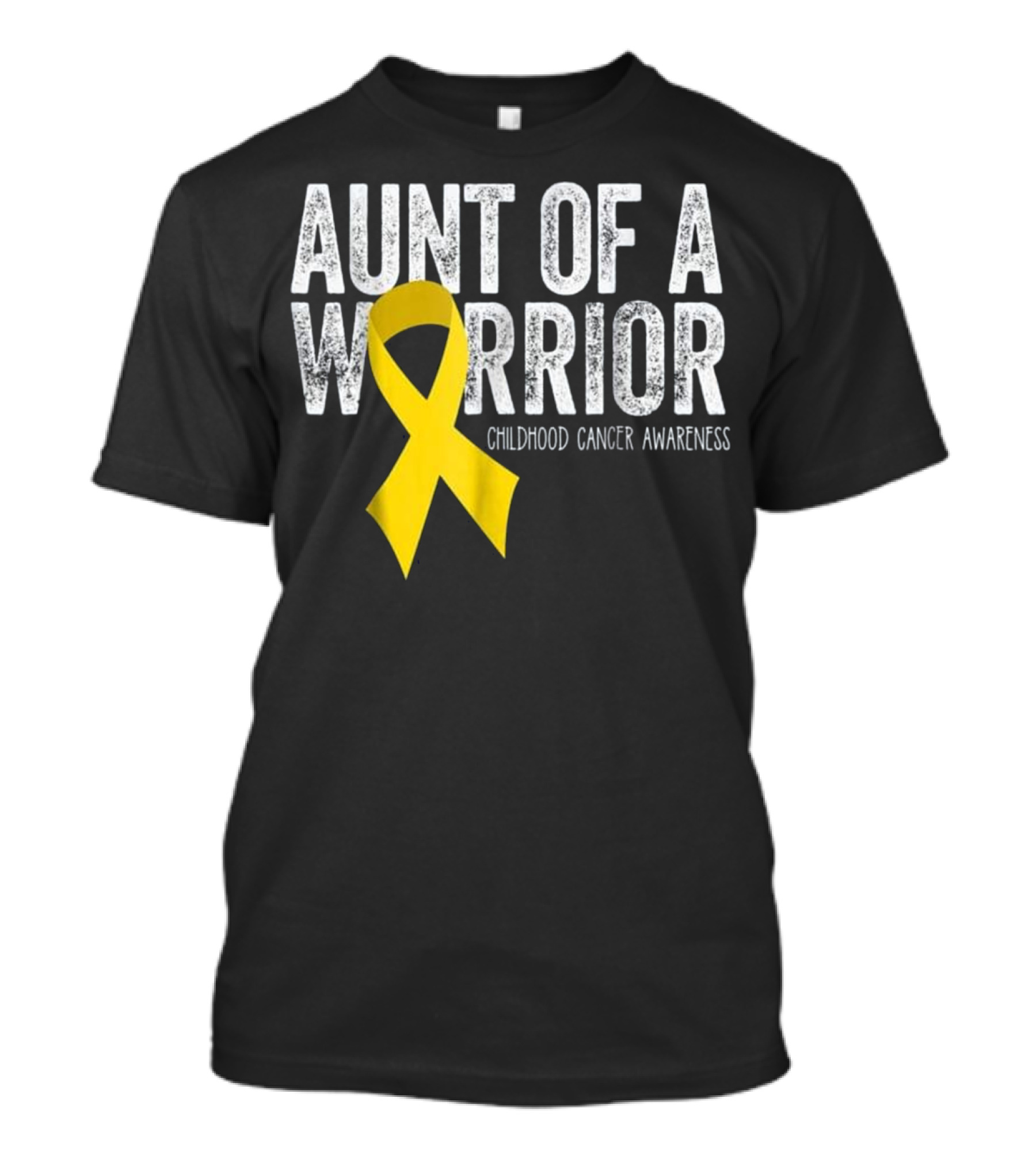 Aunt Of A Warrior Childhood Cancer Awareness Yellow T-Shirt