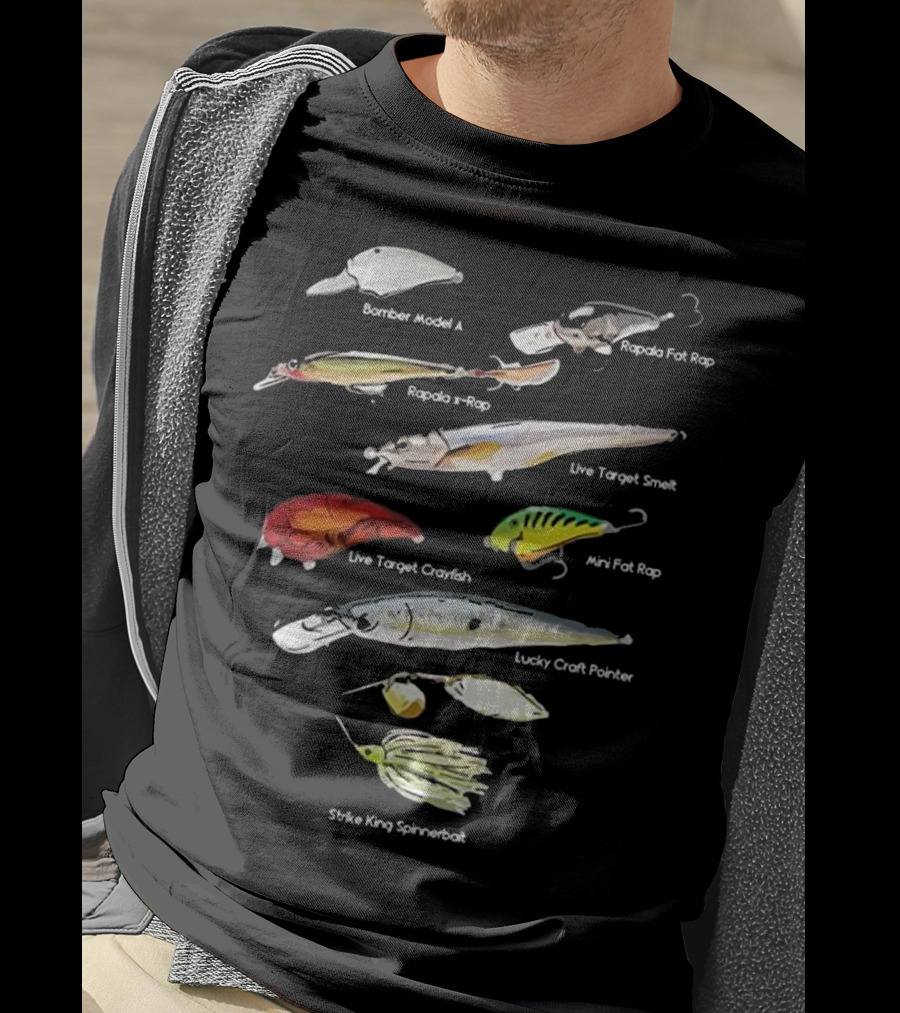 Bass Fish Lures Baits Bomber Rapala Live Target Lucky Craft Strike King T-Shirt