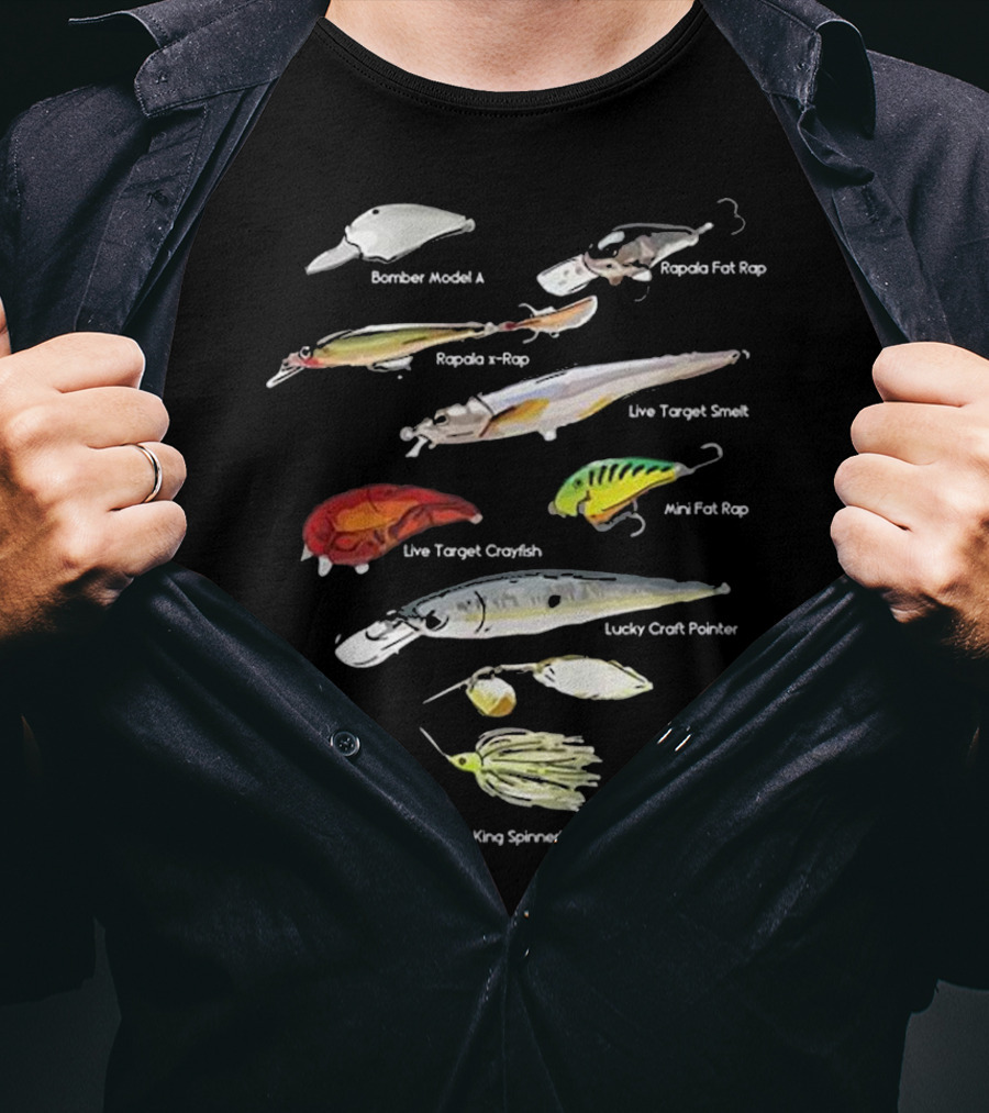 Bass Fish Lures Baits Bomber Rapala Live Target Lucky Craft Strike King T-Shirt
