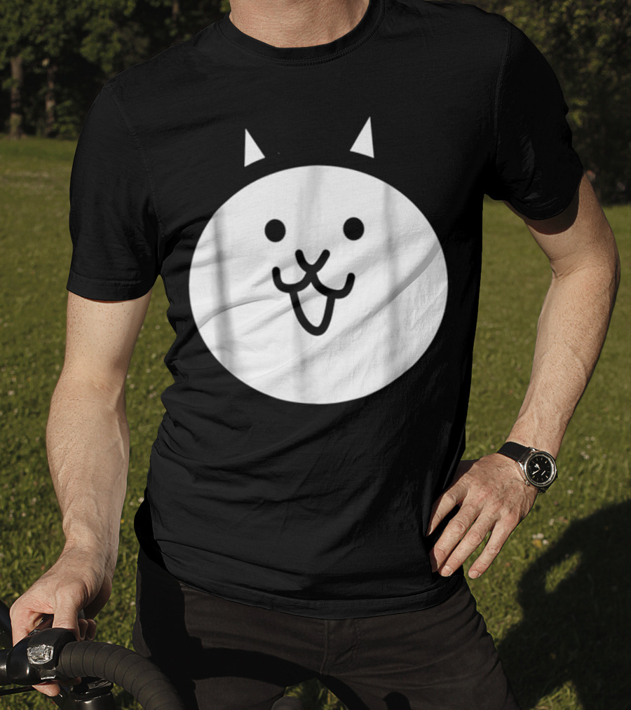 Battle Cat Meme Face Icon Cute Minimalist Circle T-Shirt
