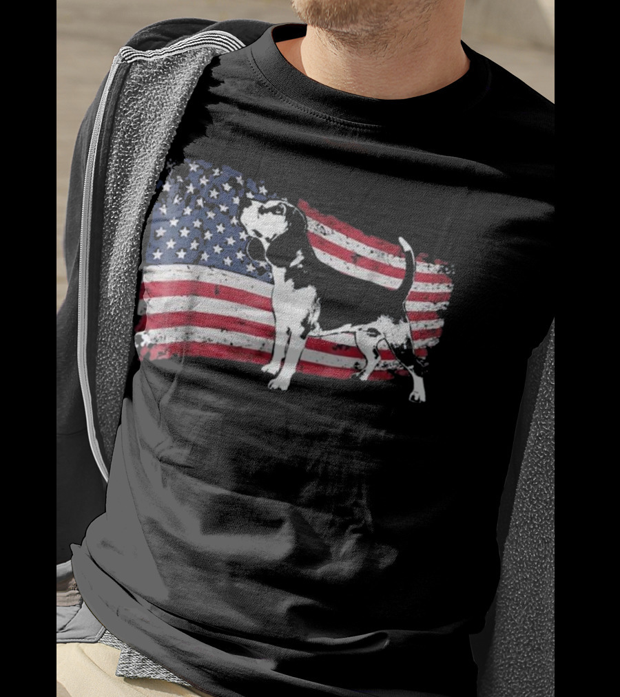 Beagle Dog American Flag Fun T-Shirt