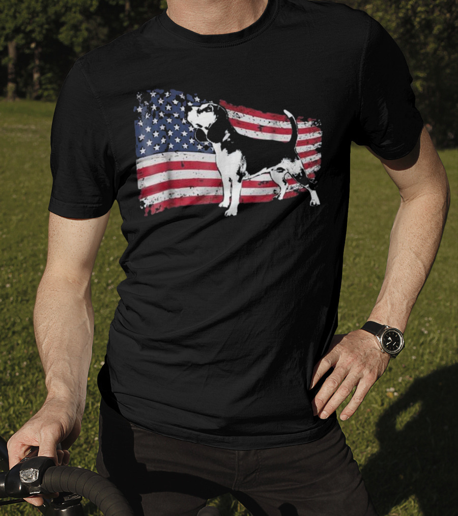 Beagle Dog American Flag Fun T-Shirt