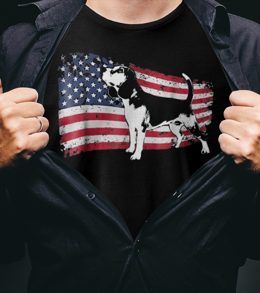 Beagle Dog American Flag Fun T-Shirt