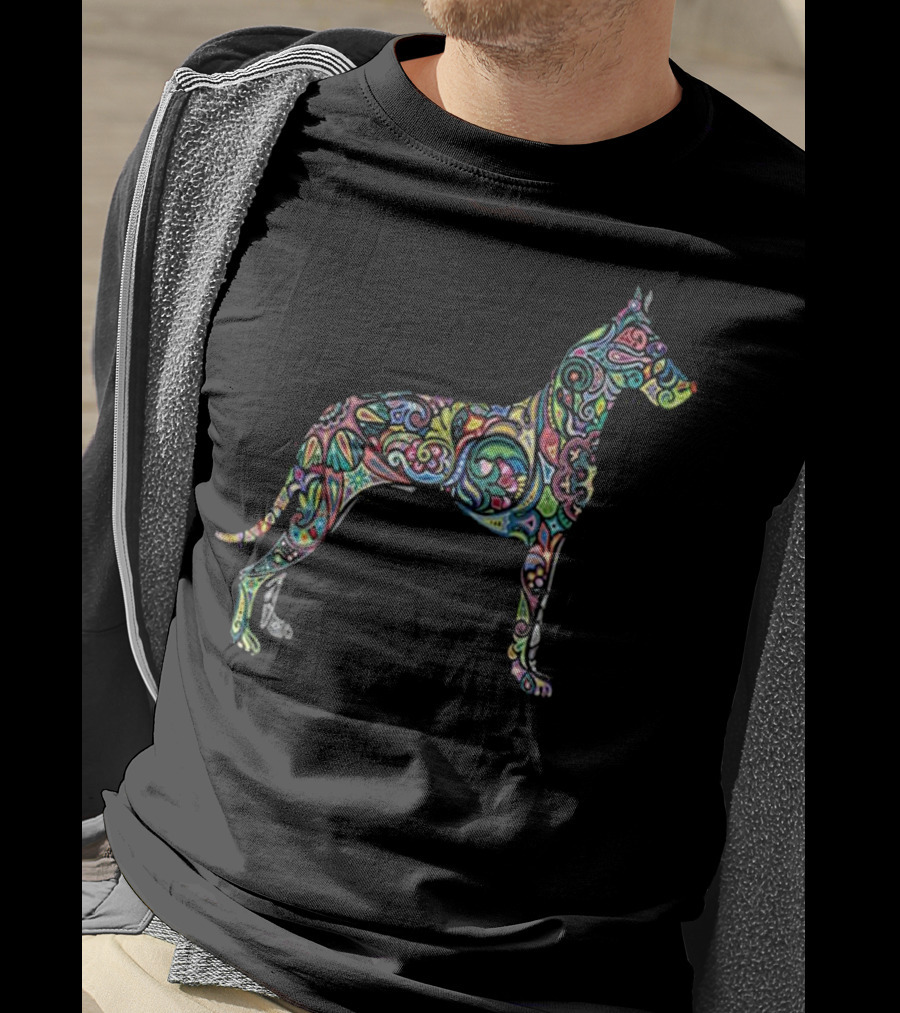 Colorful Artistic Great Dane Dog Totem Tattoo T-Shirt