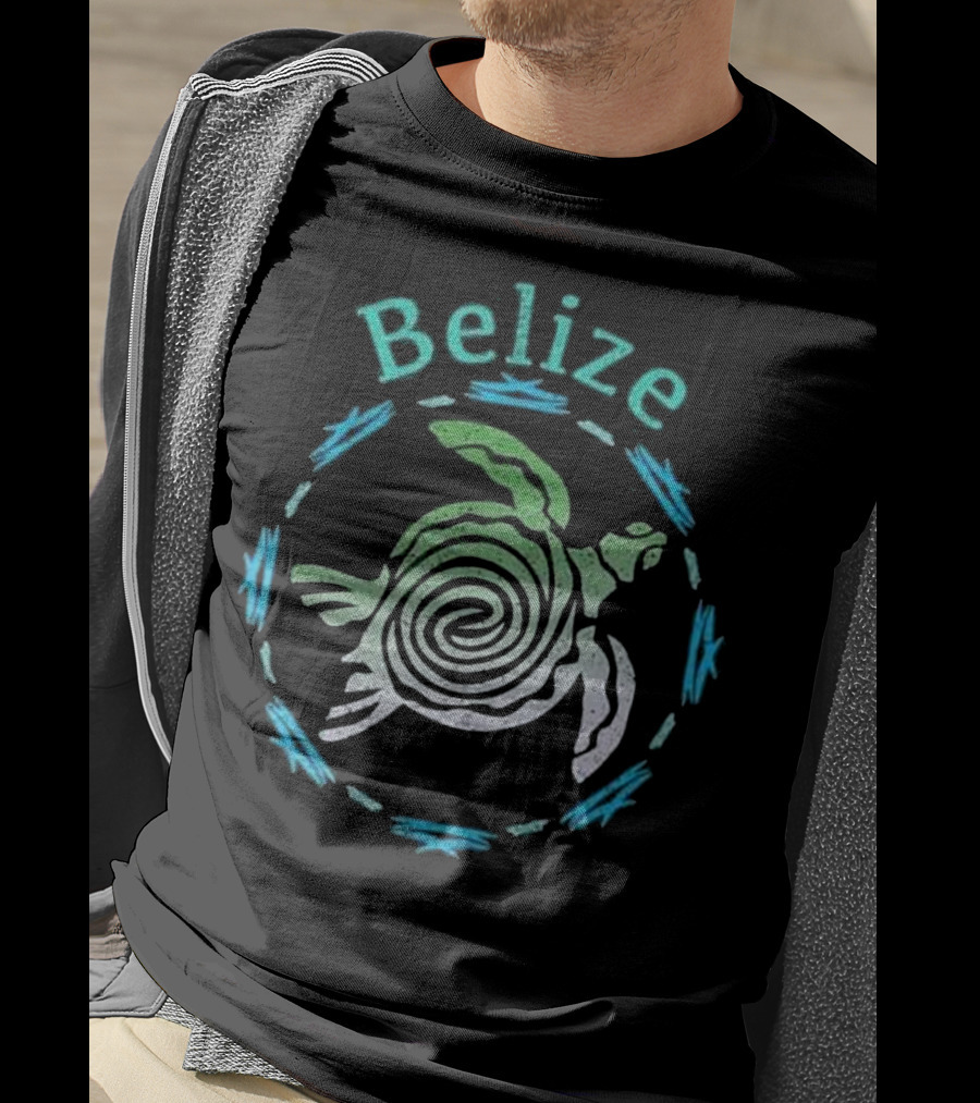 Belize Vintage Tribal Turtle Spiral T-Shirt