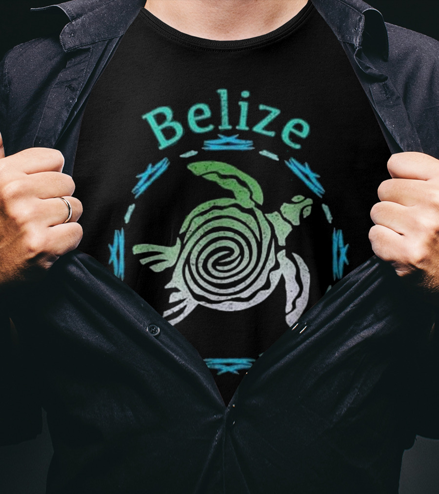 Belize Vintage Tribal Turtle Spiral T-Shirt