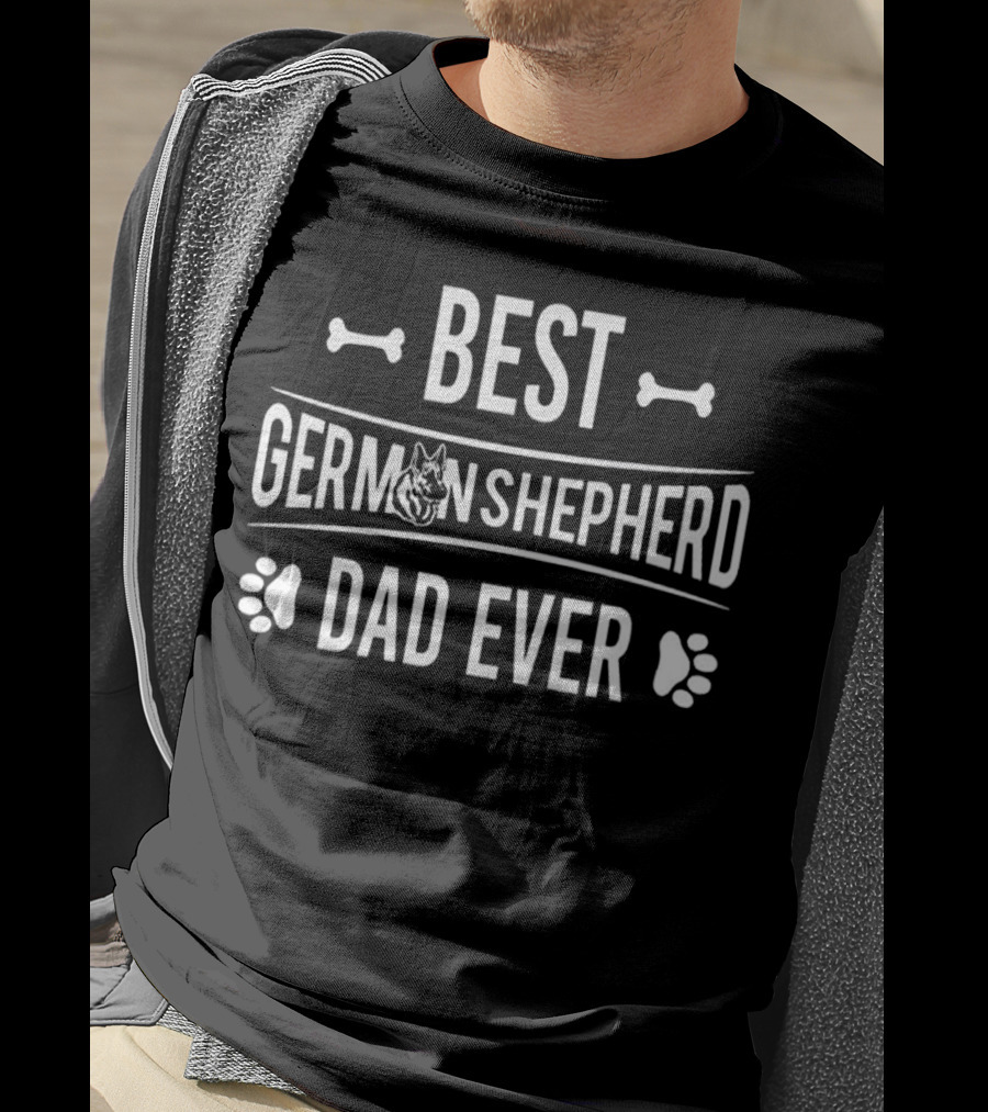 Best German Shepherd Dad Ever Paw Bones Dog Head T-Shirt