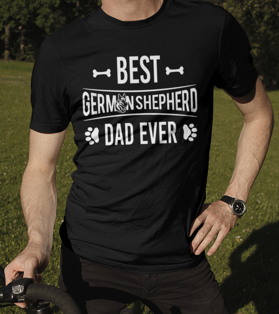 Best German Shepherd Dad Ever Paw Bones Dog Head T-Shirt