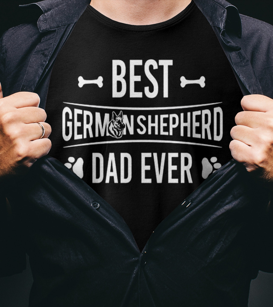 Best German Shepherd Dad Ever Paw Bones Dog Head T-Shirt