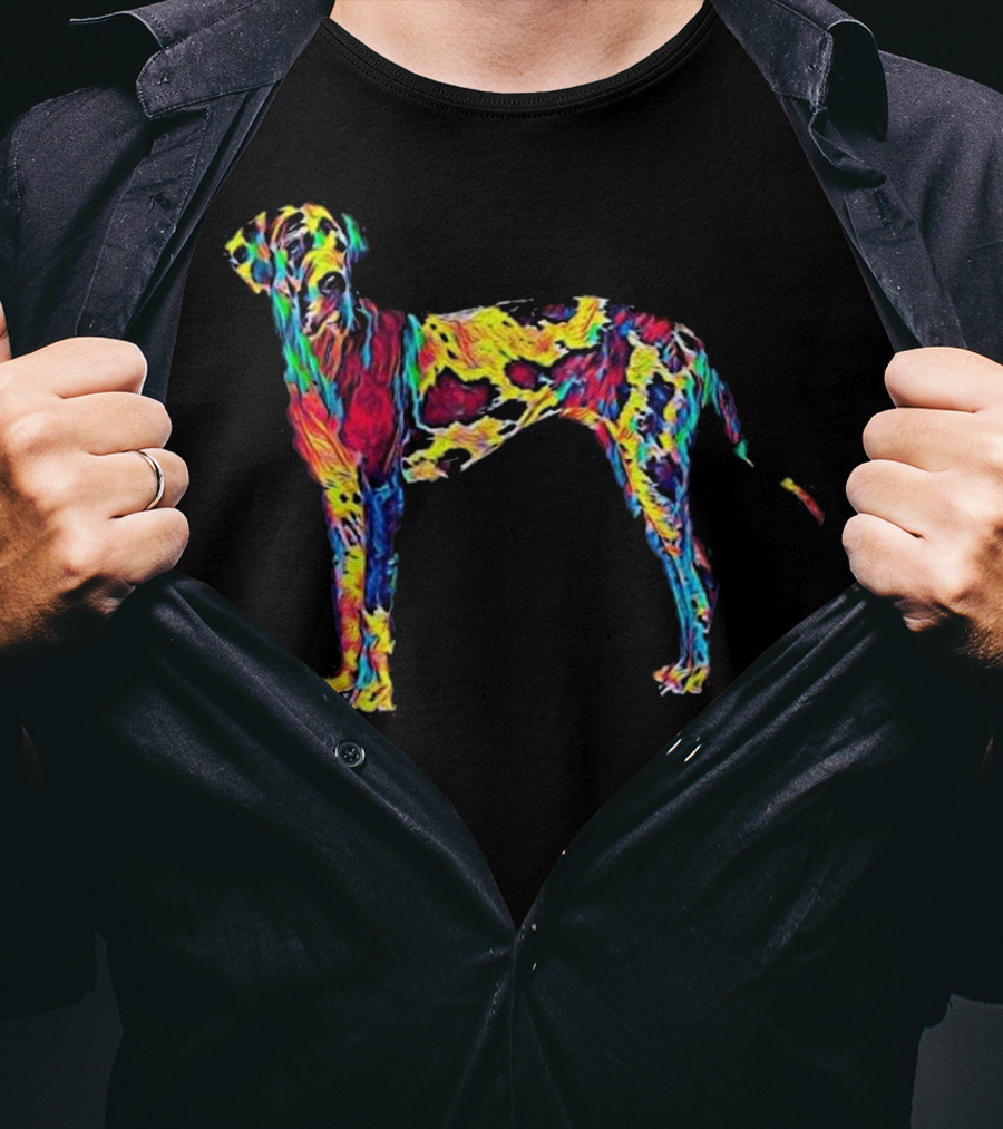 Big Dog Great Dane Colorful Psychedelic T-Shirt