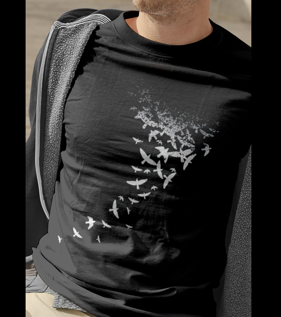 Birds In Flight Silhouette Pattern Flock T-Shirt