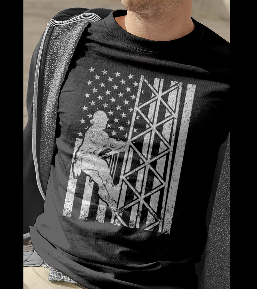 American Flag Tower Climbing T-Shirt