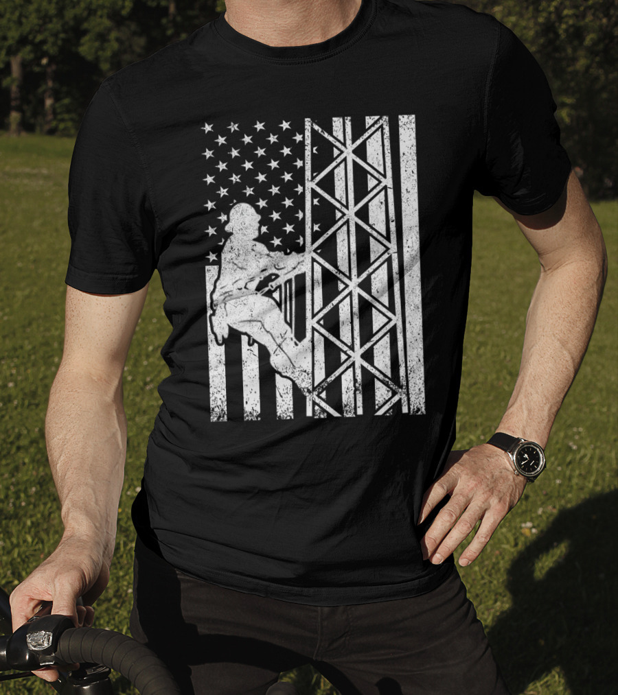 American Flag Tower Climbing T-Shirt