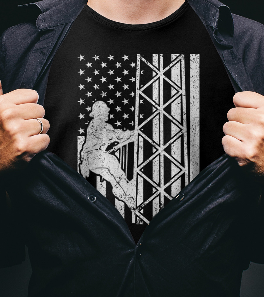 American Flag Tower Climbing T-Shirt