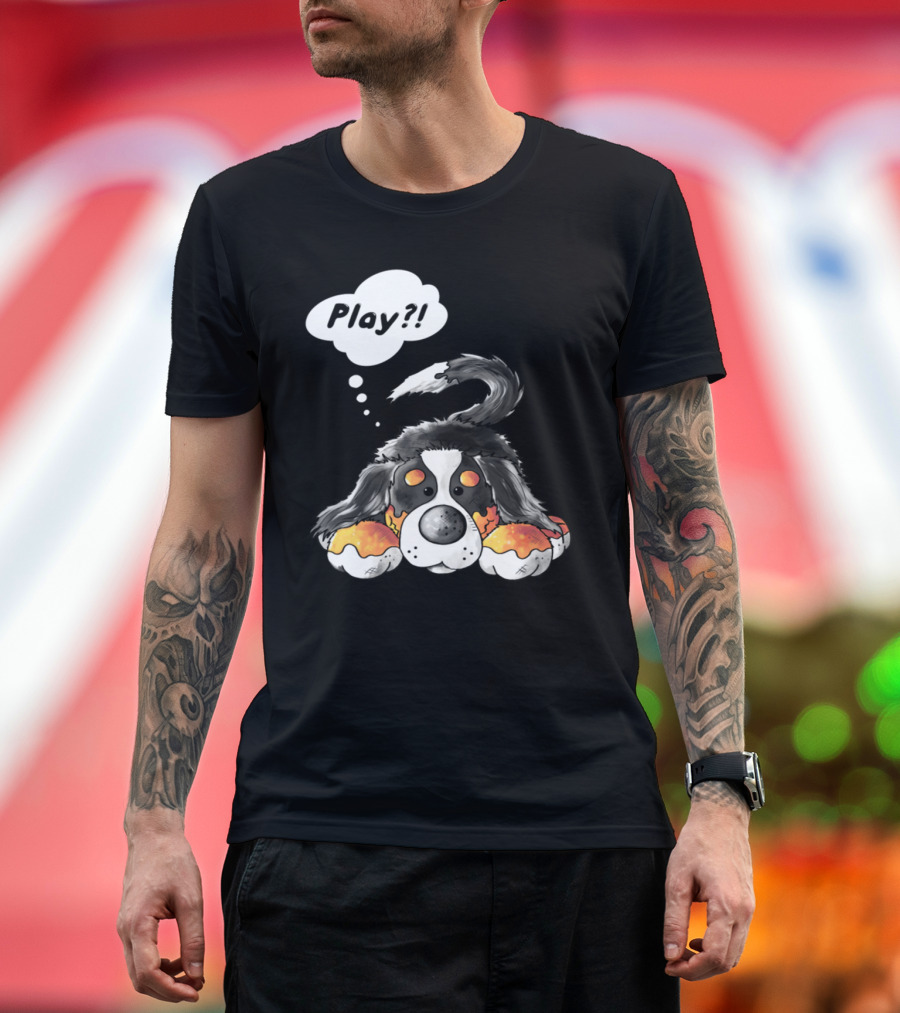 Playful Bernese Mountain Dog Puppy Illustration with Thought Bubble T-Shirt