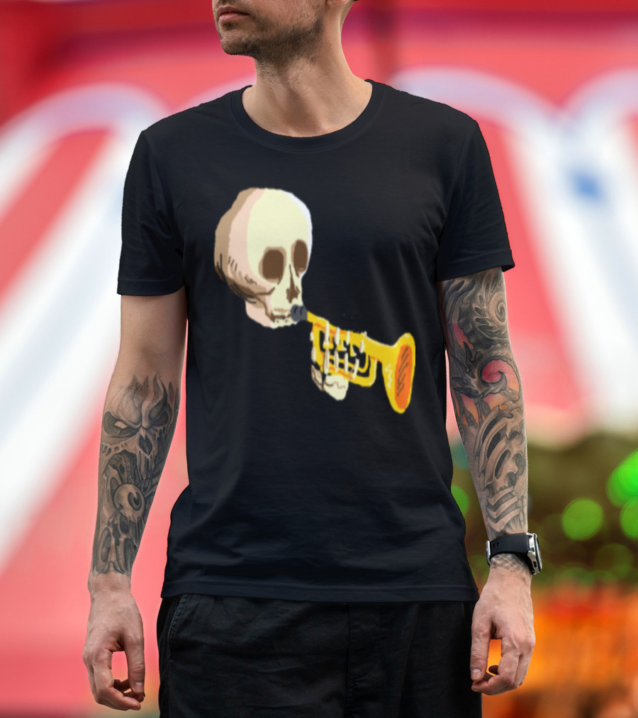 DOOT Skeleton Playing Trumpet Iconic Meme T-Shirt