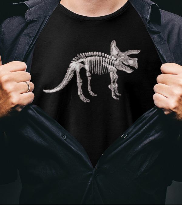 Triceratops Skeleton Dinosaur Stone Age Effect T-Shirt
