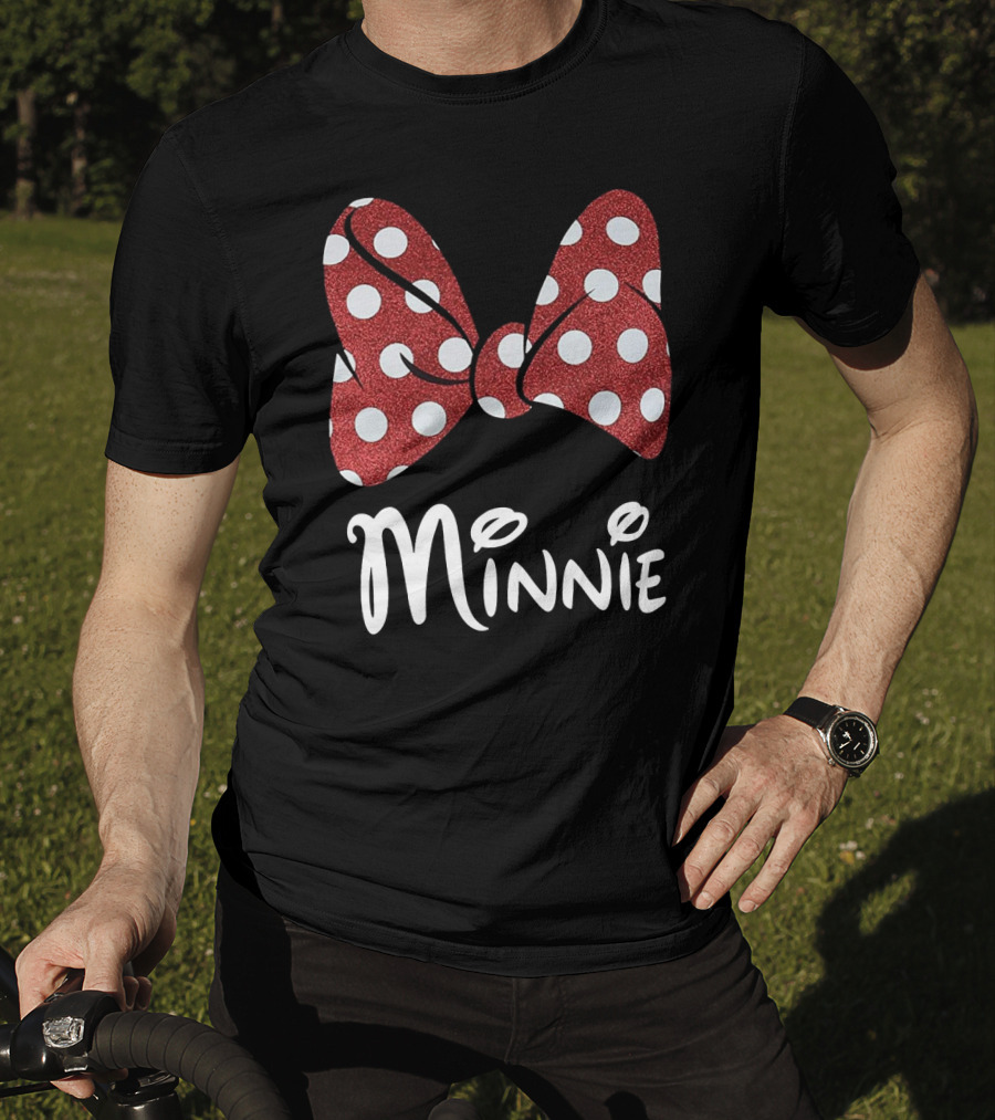 Disney Minnie Mouse Glitter Bow Red Polka Dot Minnie T-Shirt
